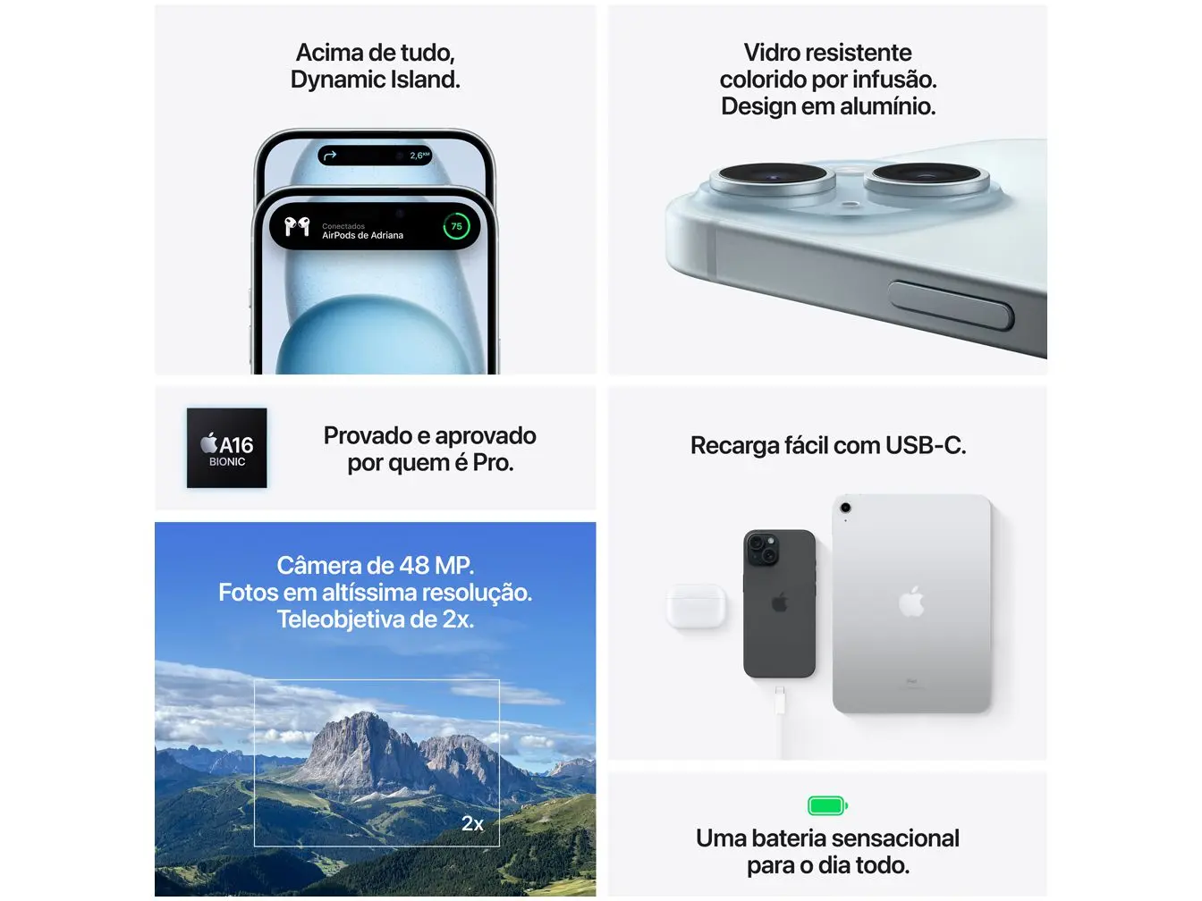 Apple iPhone 15 128GB Azul 6,1″ 48MP iOS 5G