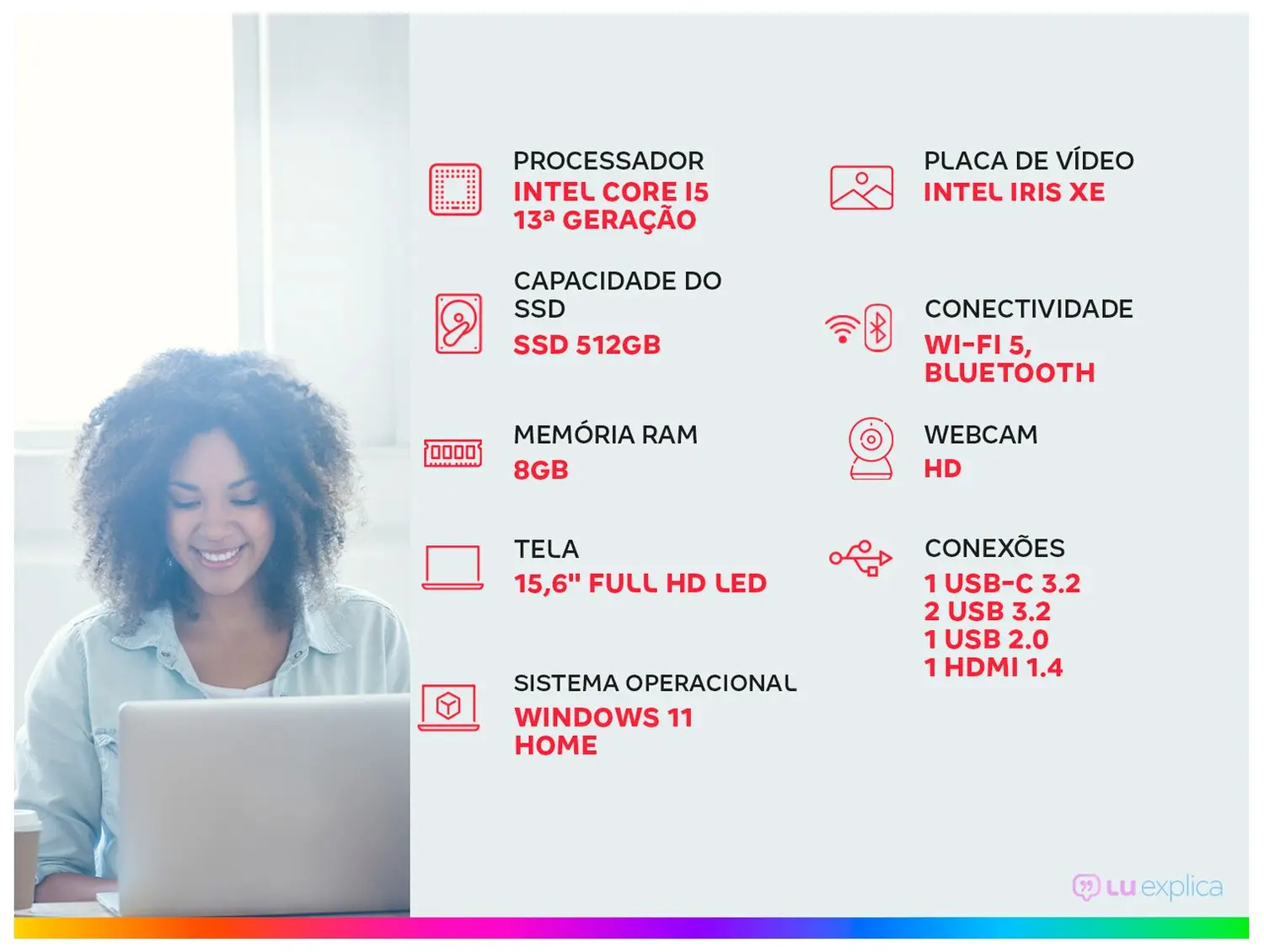 Notebook ASUS Vivobook 15 Intel Core i5 1334U 8GB RAM 512GB SSD 15,6″ Full HD Windows 11 X1504VA-NJ3957W