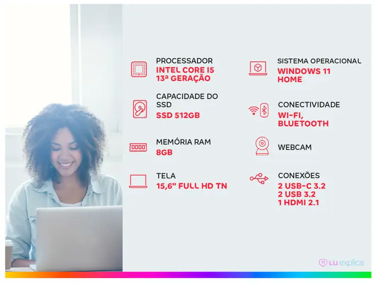 Notebook Acer Aspire Go Intel Core i5 13420H 8GB RAM 512GB SSD 15,6″ Full HD Windows 11 AG15-71P-53GM