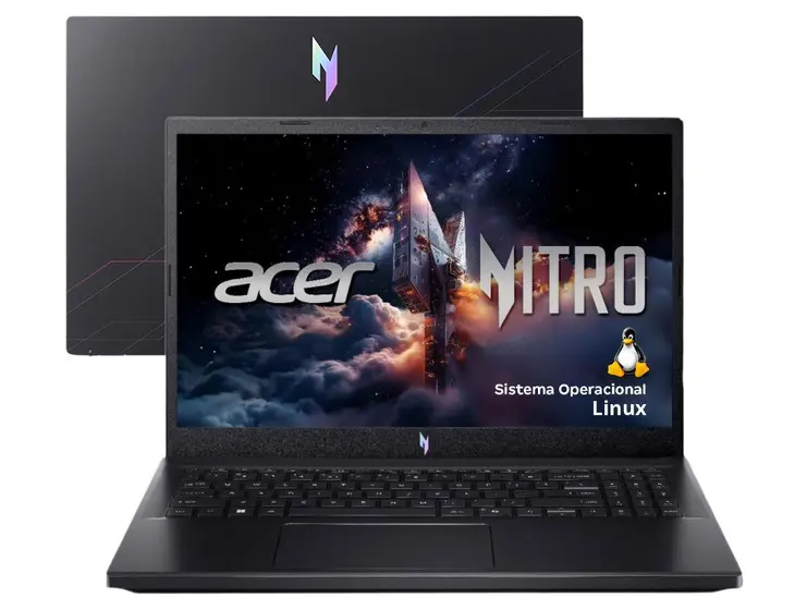 Notebook Gamer Acer Nitro V15 Intel Core i5 512GB SSD 16GB RAM 15.6” Full HD 165Hz IPS NVIDIA RTX 4050 6GB Linux ANV15-52-52XM