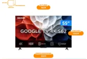 Smart TV 55″ SEMP 4K LED 55S62 Google TV AiPQ Pro Google Assistente 3 HDMI e USB