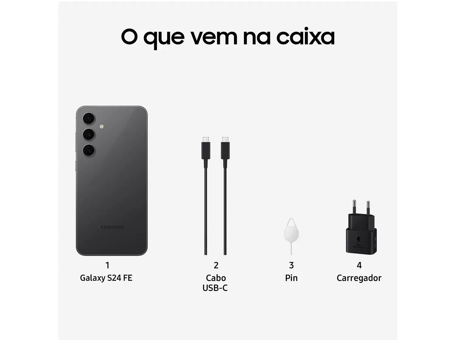 Smartphone Samsung Galaxy S24 FE 128GB Grafite 5G 8GB RAM 6,7″ Câm. Tripla + Selfie 10MP Código 240010800Samsung