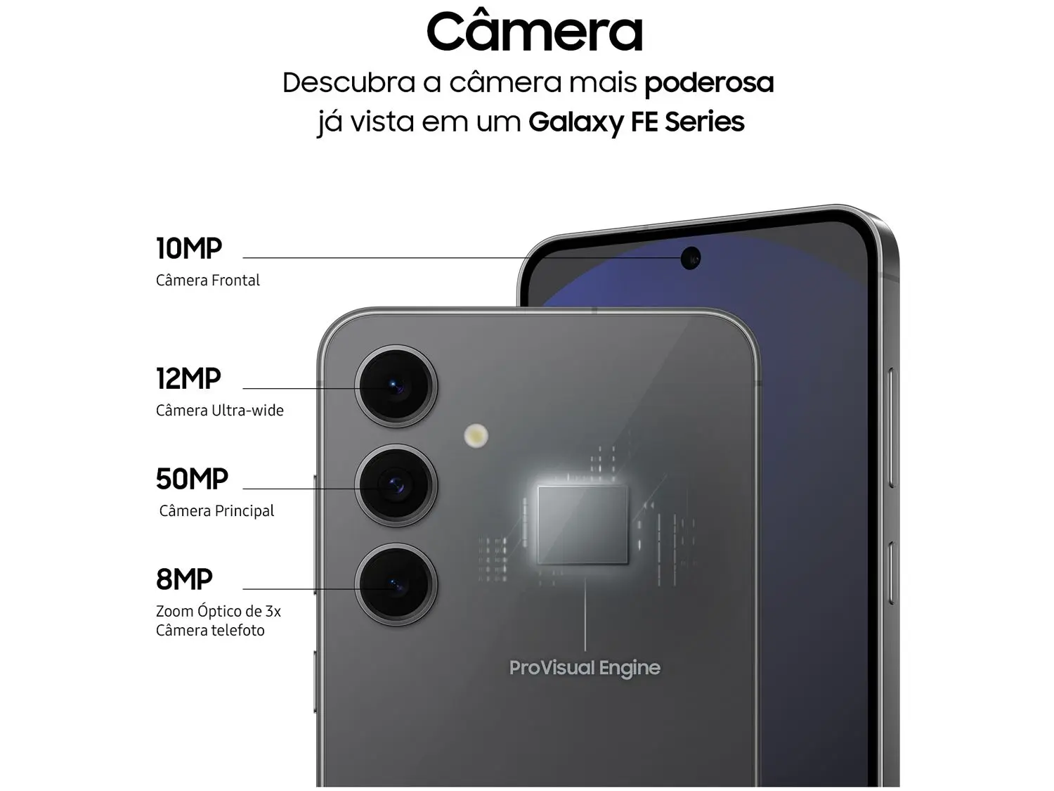 Smartphone Samsung Galaxy S24 FE 128GB Grafite 5G 8GB RAM 6,7″ Câm. Tripla + Selfie 10MP Código 240010800Samsung